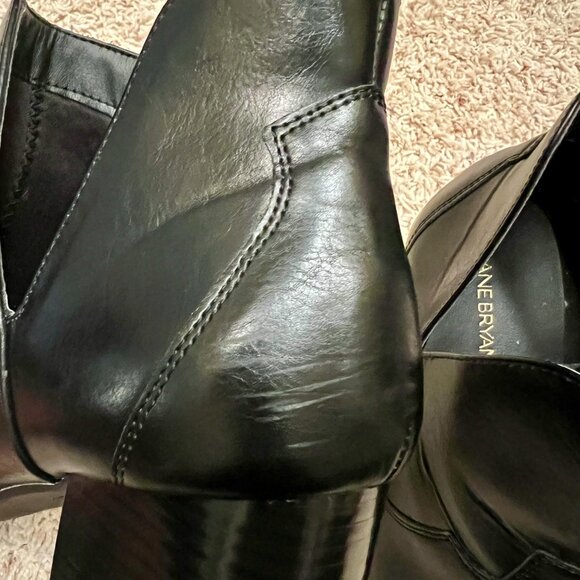 Lane Bryant Black Leather-Look Western Ankle Boots – Block Heel, Size 10W - Picture 6 of 9